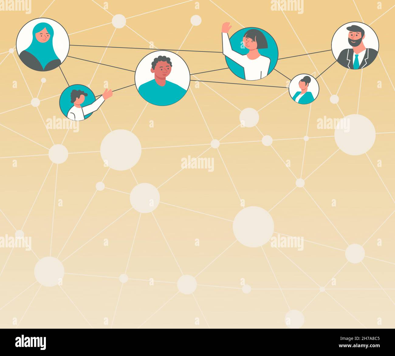 Different People In Circles Chatting Together And Connected Through ...
