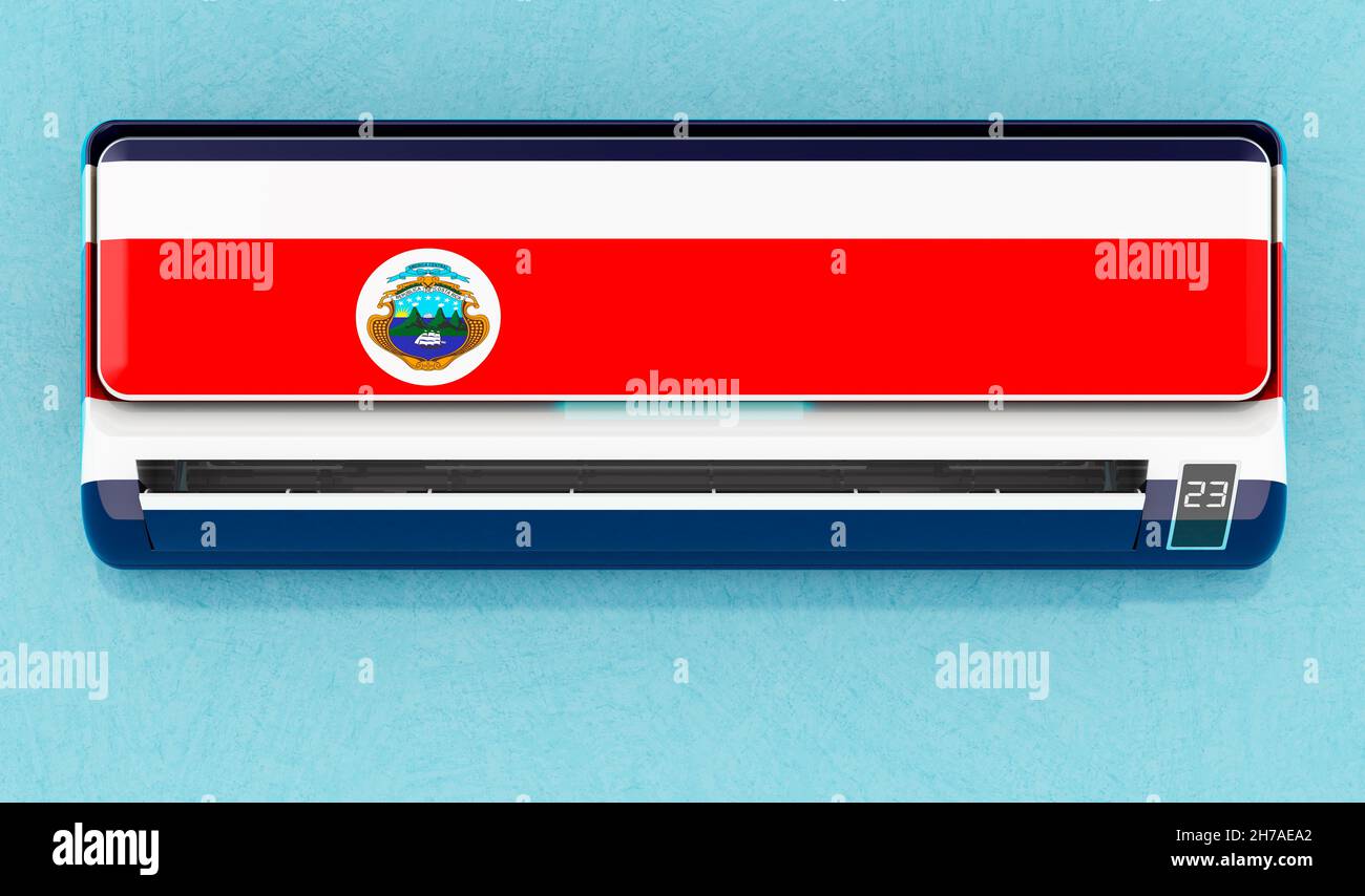Air conditioner with Costa Rican flag on the wall. House climate