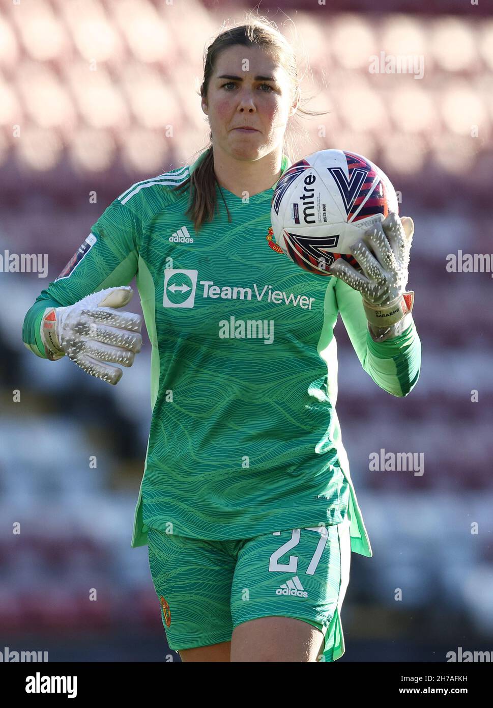 Leigh, UK. 21st Nov, 2021. Mary Earps of Manchester Utd during the The FA Women's Super League match at Leigh Sports Village, Leigh. Picture credit should read: Darren Staples/Sportimage Credit: Sportimage/Alamy Live News Stock Photo