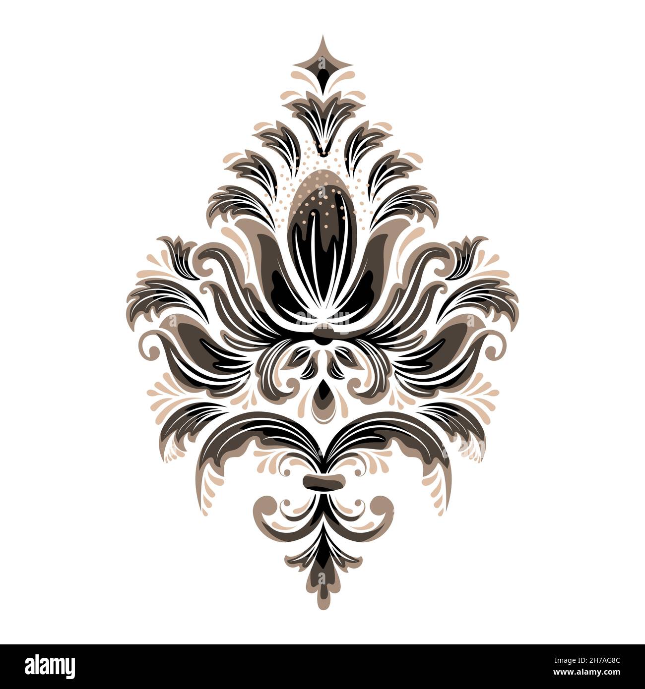 Damask central element isolated. Vector damask illustration Stock ...