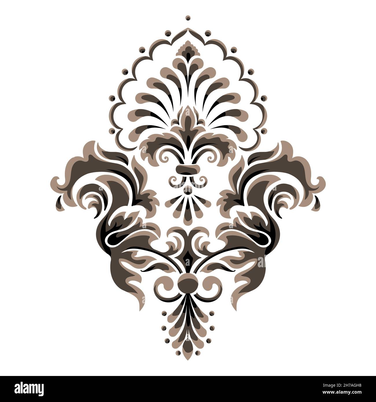 Damask central element isolated. Vector damask illustration Stock ...