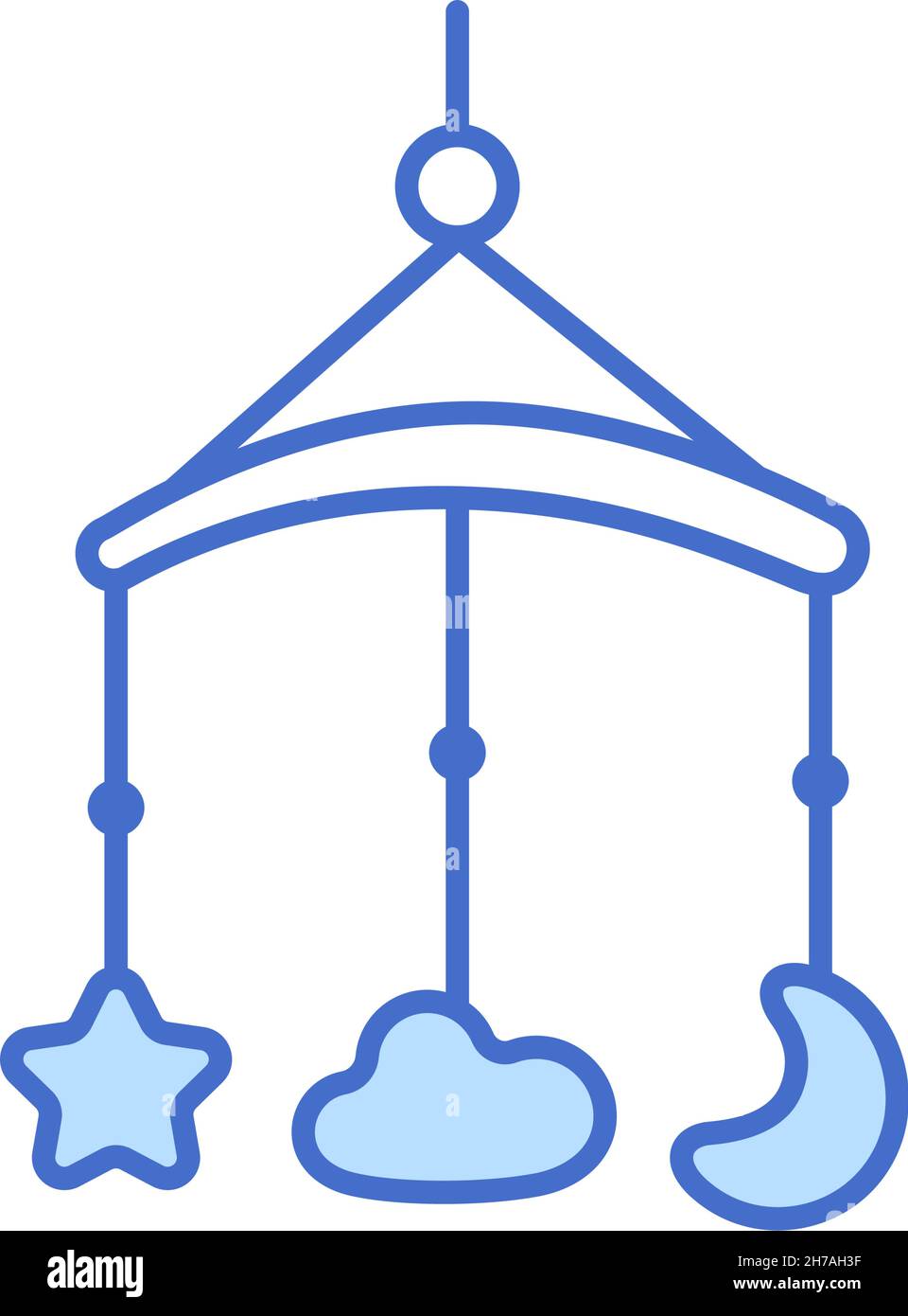 Thin line crib mobile icon. Outline blue baby toy Stock Vector Image
