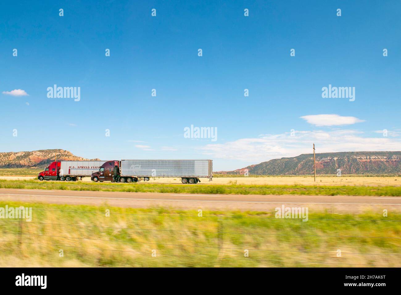 big rig American trucks from the famous Route 66 Arizona USA Stock