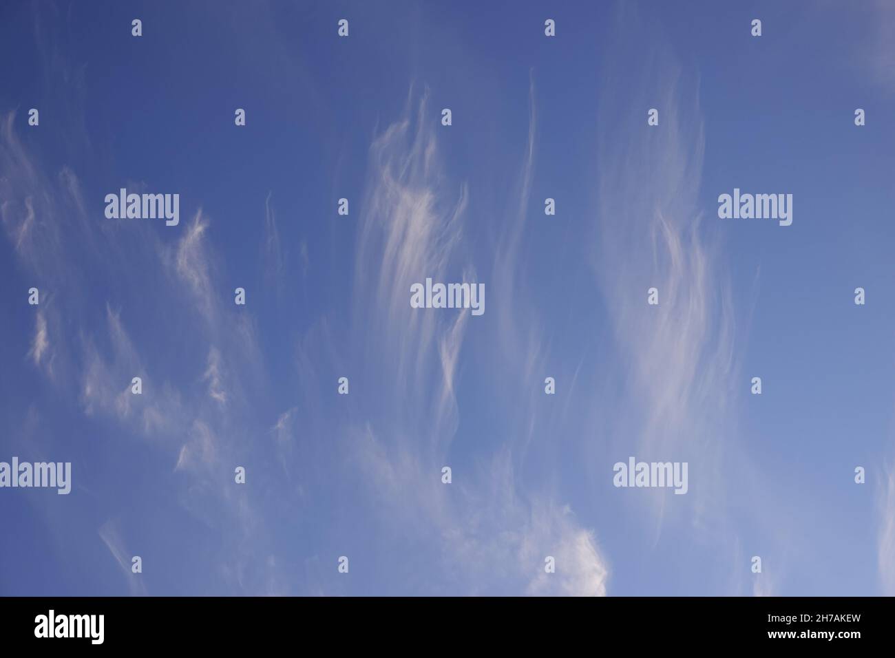 Cirruswolken am Abendhimmel im November Stock Photo