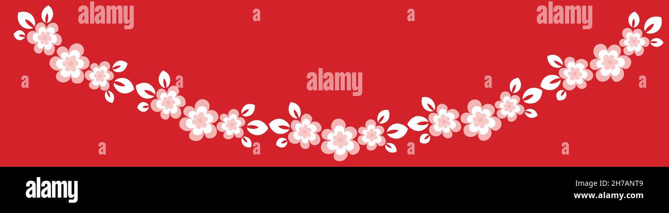 Illustration on a sheet of 4x1 format - stylized flowers with leaves - graphics. Banner for text, gift, congratulations, plants, flowers. Design eleme Stock Vector