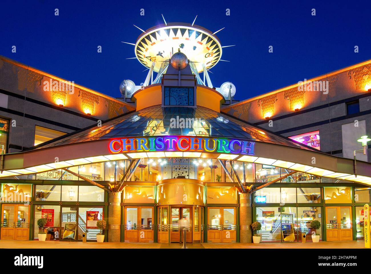 Christchurch Casino at dusk, Victoria Street, Christchurch, Canterbury, South Island, New Zealand Stock Photo