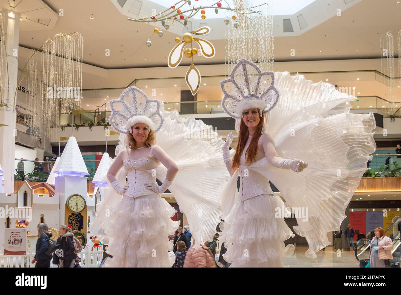 Christmas show in atrium, Queensgate Shopping Centre, Long Causeway, Peterborough, Cambridgeshire, England, United Kingdom Stock Photo