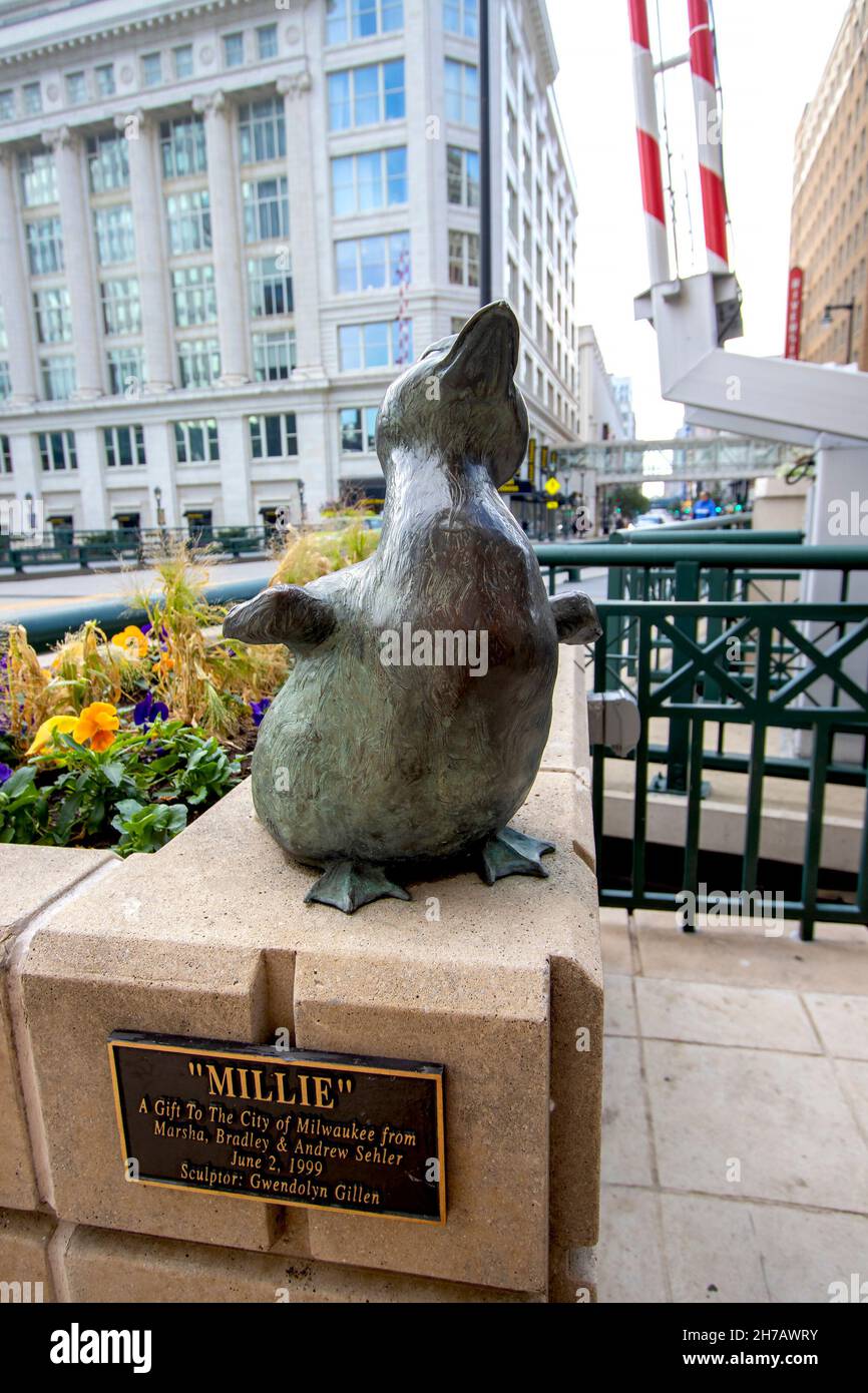 Millie the Duck sculpture, one of many duck sculptures in Milwaukee, WI