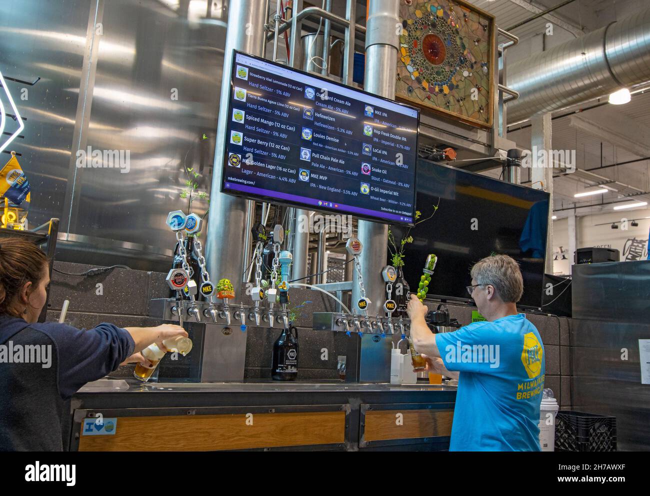 Taproom at Milwaukee Brewing Co., also known as MKE Stock Photo Alamy