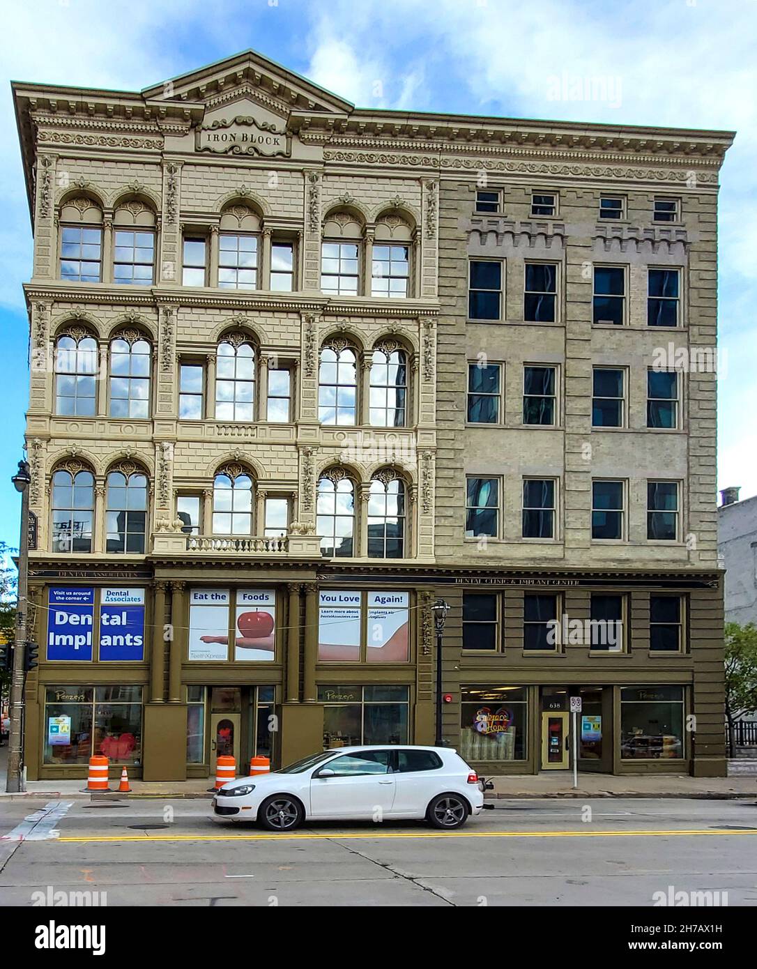 Iron Block Building. The facade is iron painted to look like brick