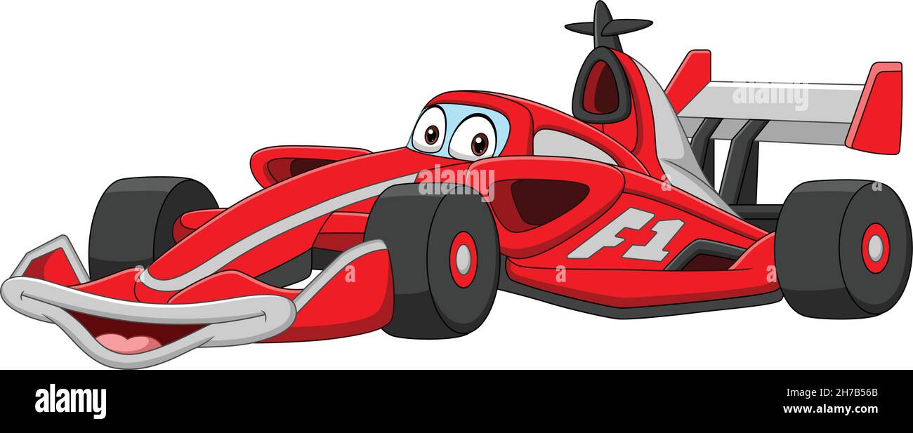 Cartoon smiling formula racing car mascot Stock Vector
