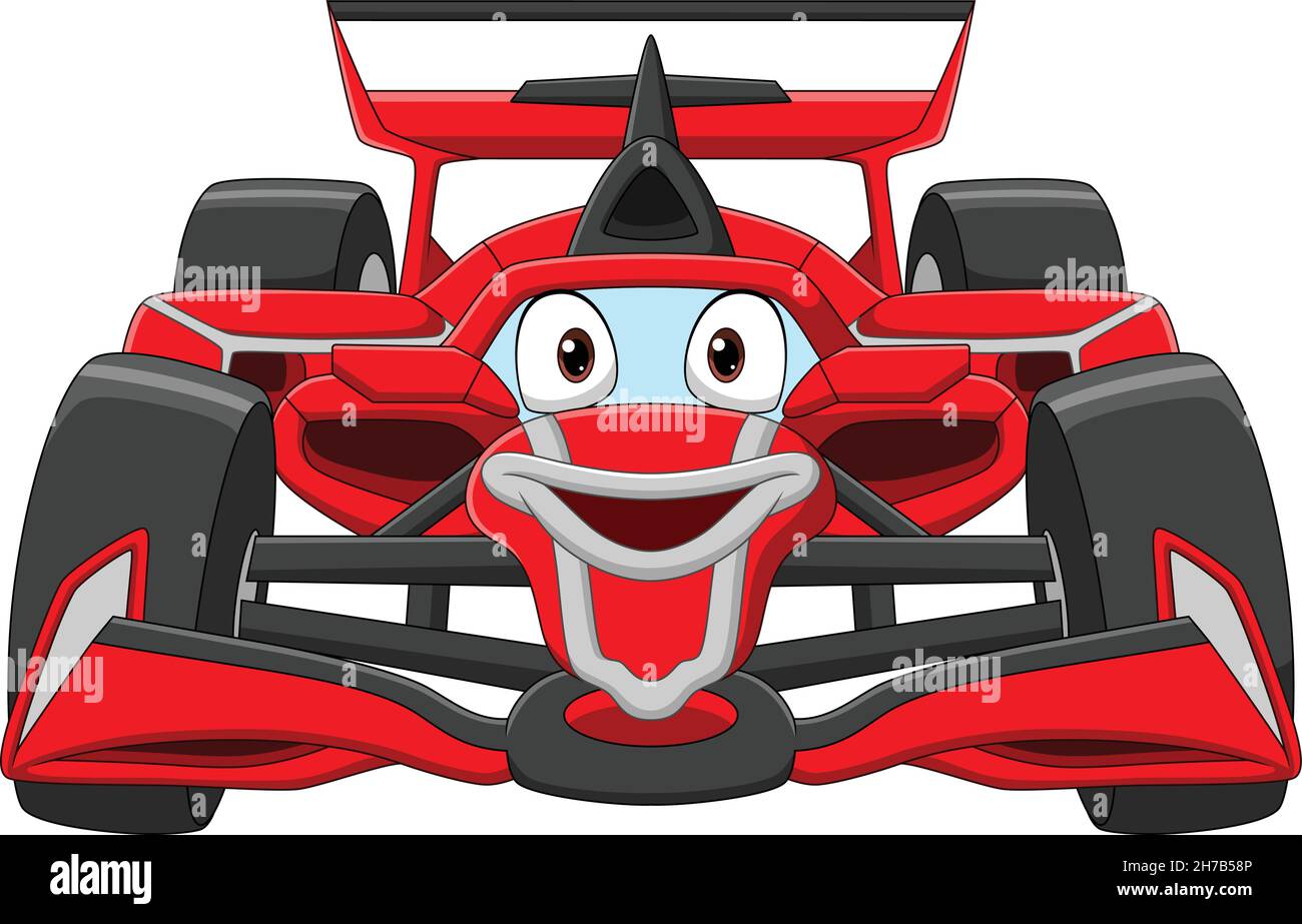 Cartoon smiling formula racing car mascot Stock Vector