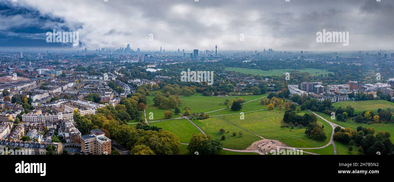 Beautiful aerial view of London with many green parks Stock Photo - Alamy