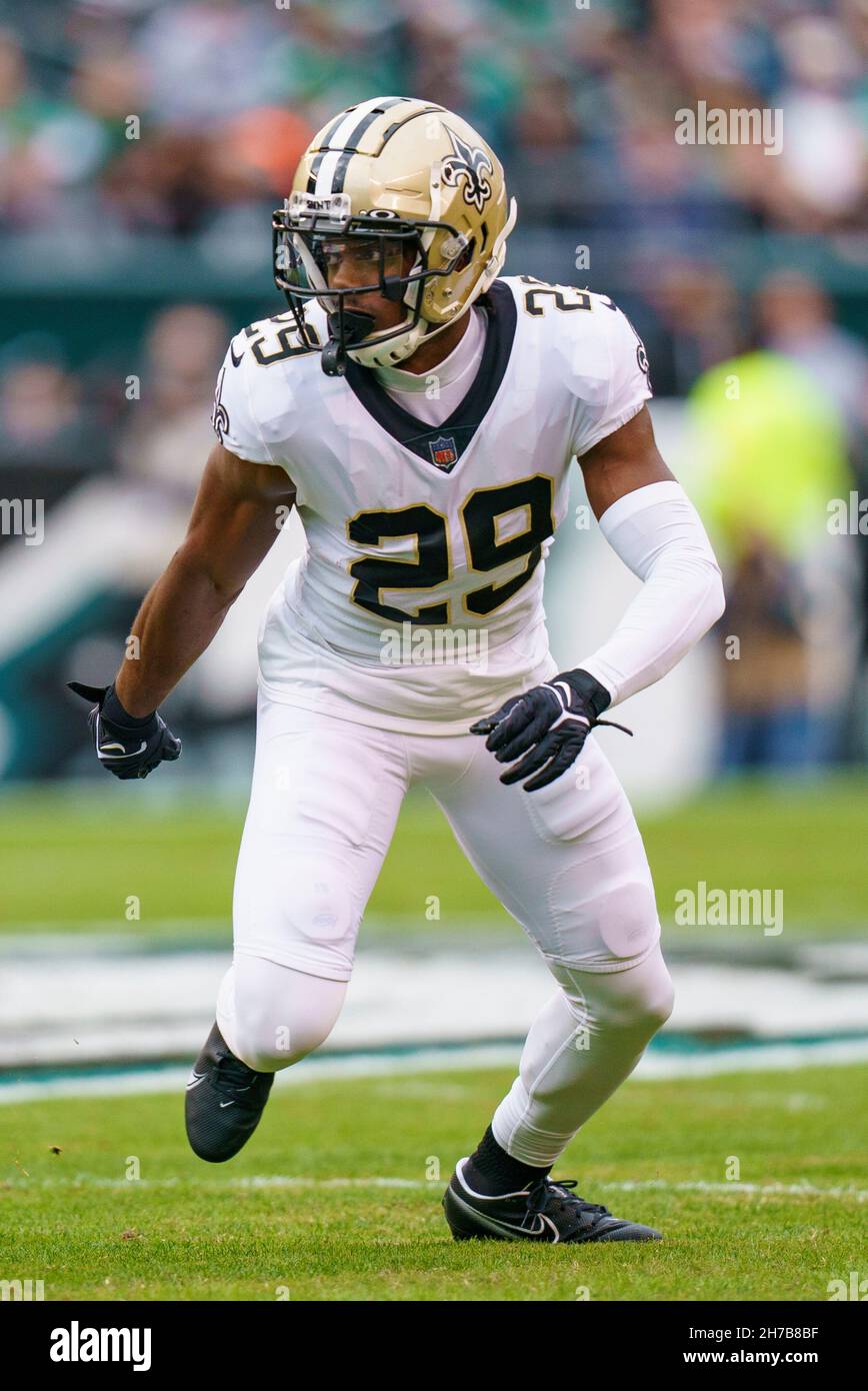 Philadelphia, Pennsylvania, USA. 21st Nov, 2021. New Orleans Saints  cornerback Paulson Adebo (29) in action during the NFL game between the New  Orleans Saints and the Philadelphia Eagles at Lincoln Financial Field