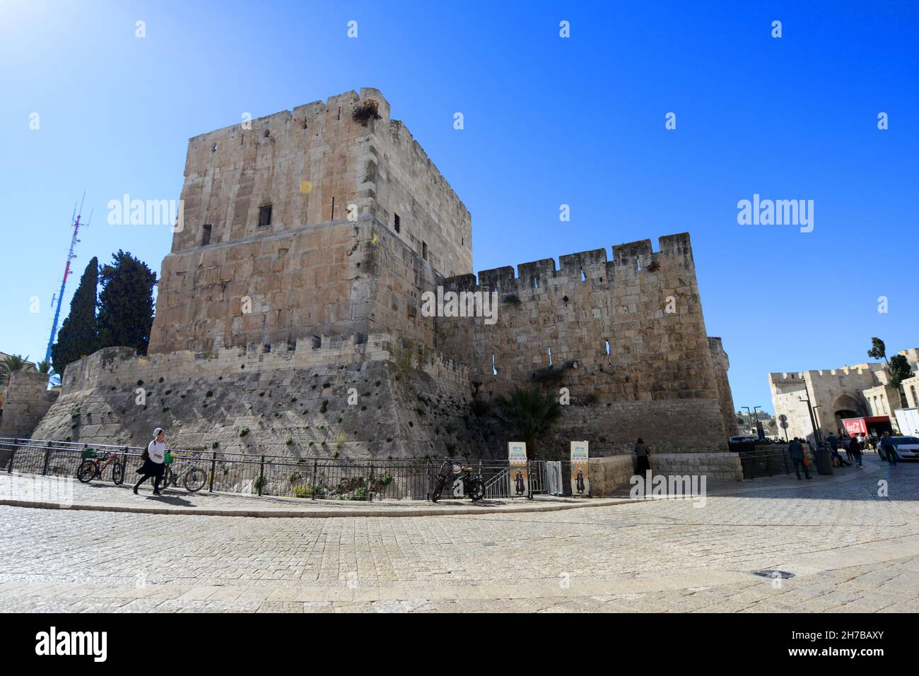 The Citadel near Jaffa gate in the old city of Jerusalem. Stock Photo