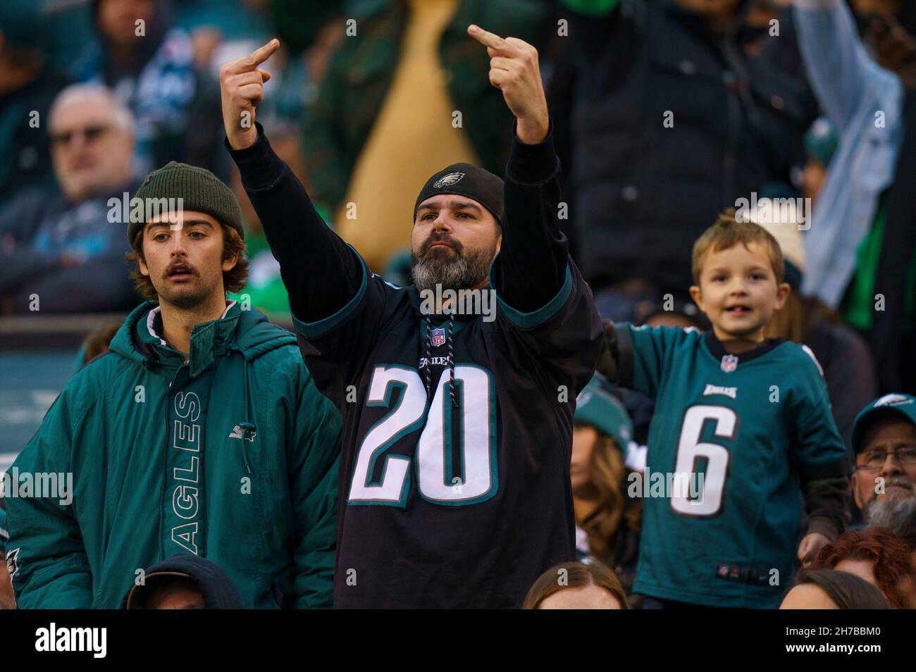Philadelphia, Pennsylvania, USA. 21st Nov, 2021. Philadelphia Eagles fans  react to the penalty call during the NFL game between the New Orleans Saints  and the Philadelphia Eagles at Lincoln Financial Field in