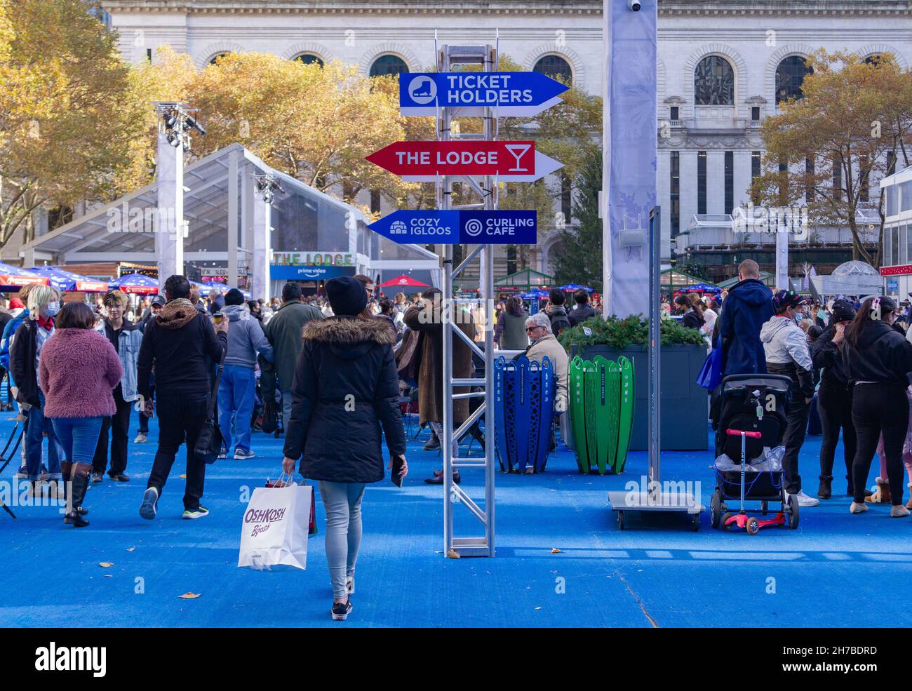 New York City, USA. 21st Nov, 2021. The Christmas Winter Village at