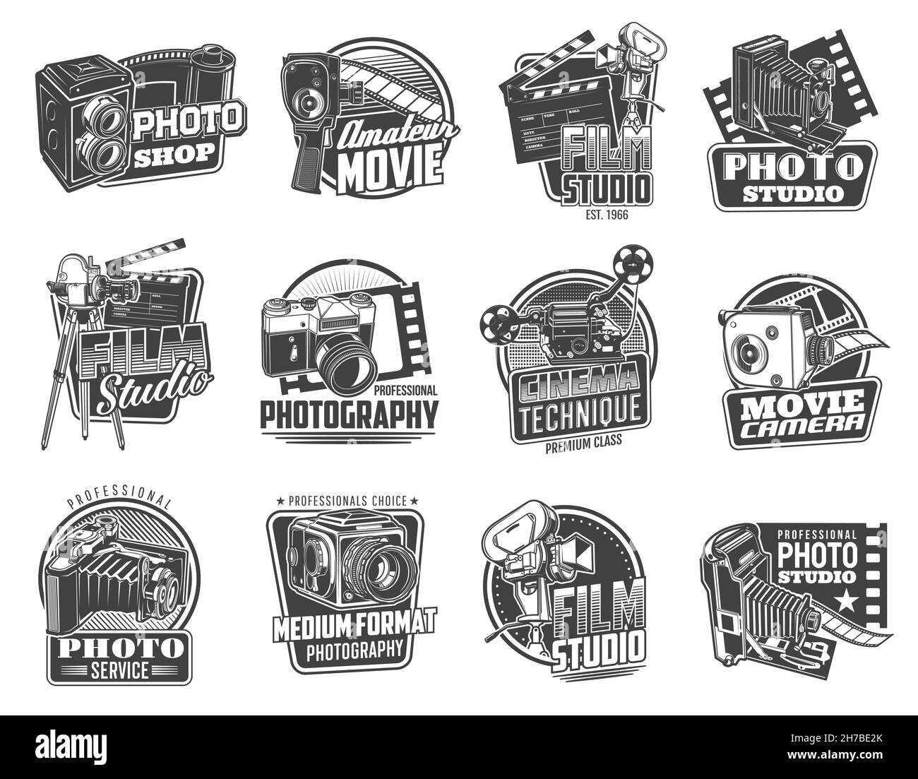 Photo and movie camera icons. Professional photo and video studio ...