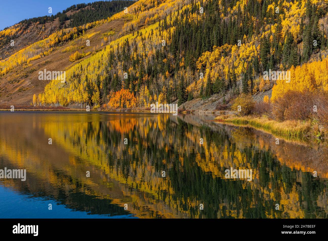 Crystal Lake on the Million Dollar Highway in the San Juan Mountains, Colorado Stock Photo