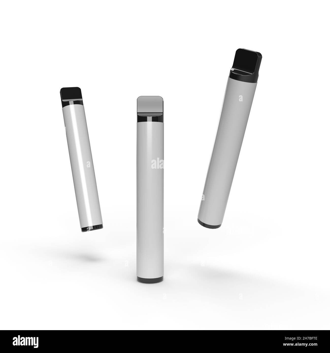 Realistic Disposable Vape Pen Electronic Cigarette Isolated on a White background for mockup and illustrations. 3D Render Illustration Stock Photo