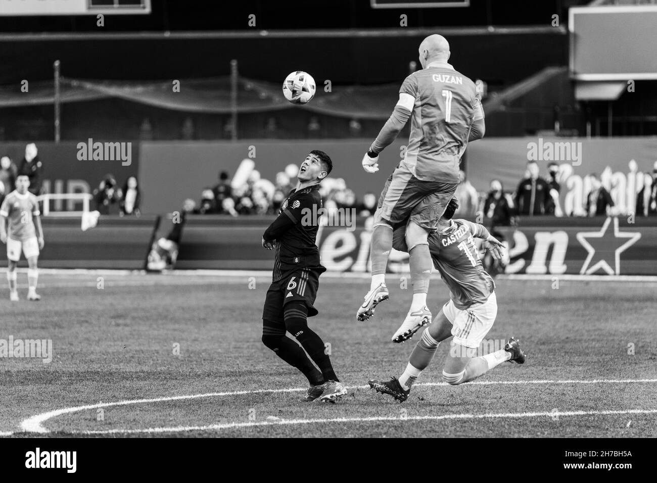 New York, NY - November 21, 2021: Alan Franco (6) of Atlanta United defends during first round game of MLS Cup versus NYCFC on Yankee stadium Stock Photo