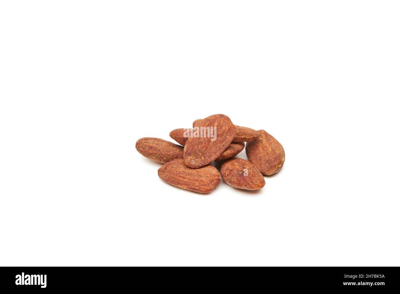 Almond nuts heap isolated on white background Stock Photo