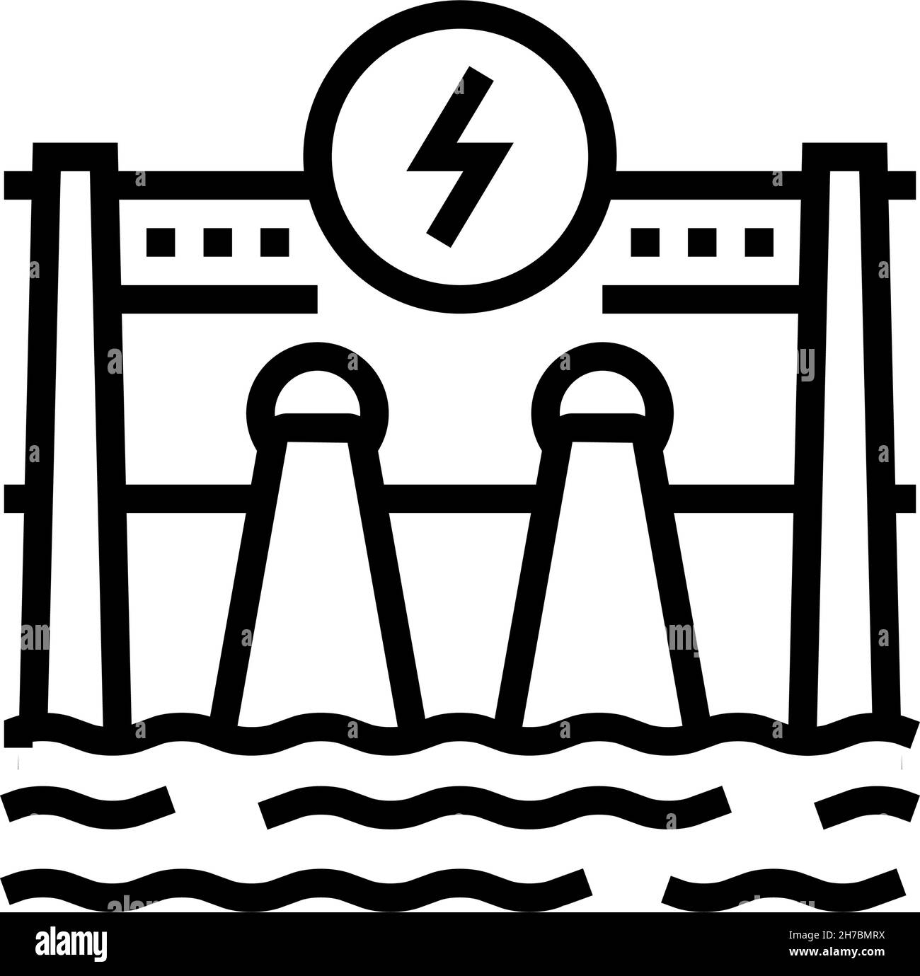 hydroelectricity energy construction line icon vector illustration ...