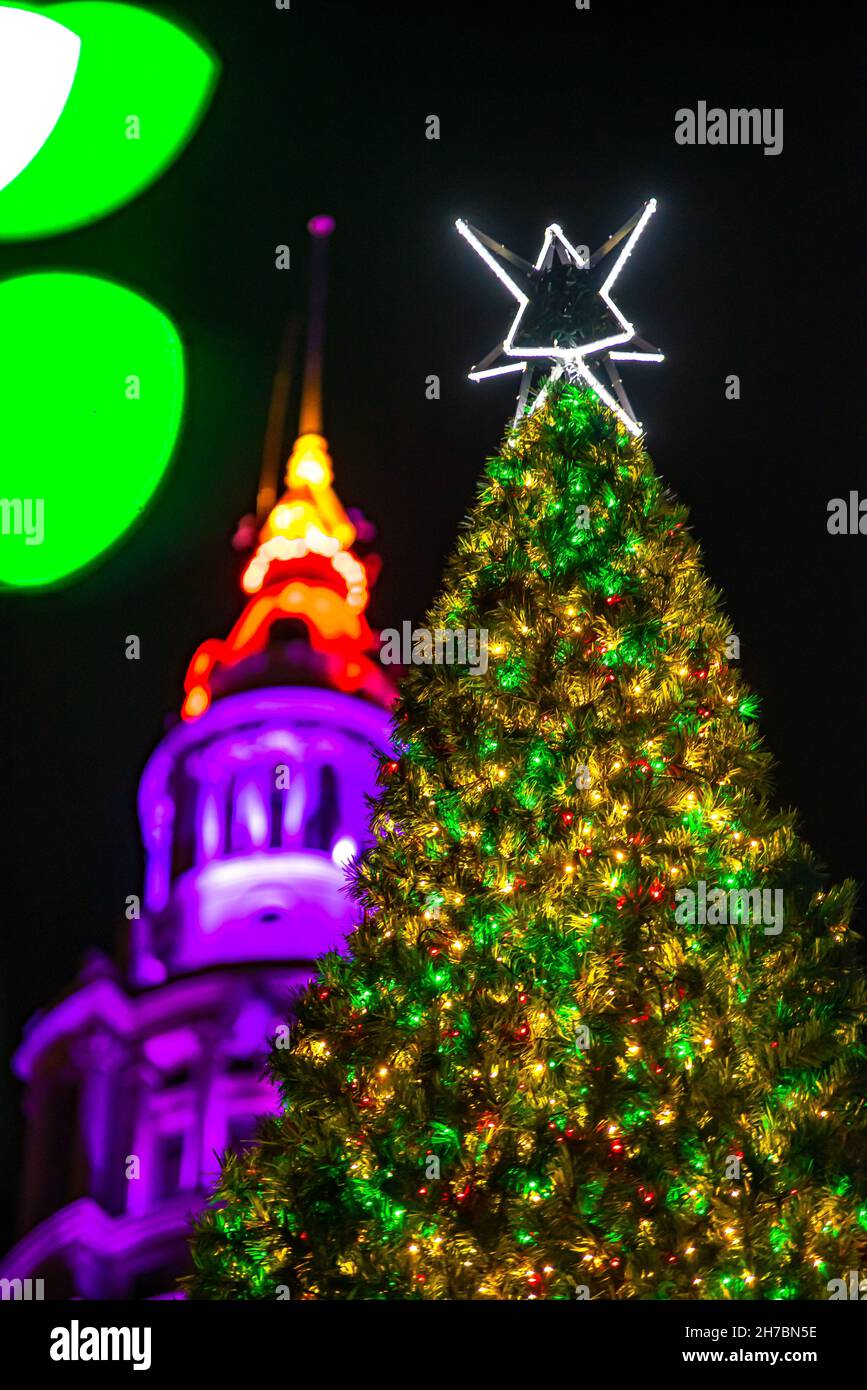 Cleveland Public Square Christmas Lights Stock Photo