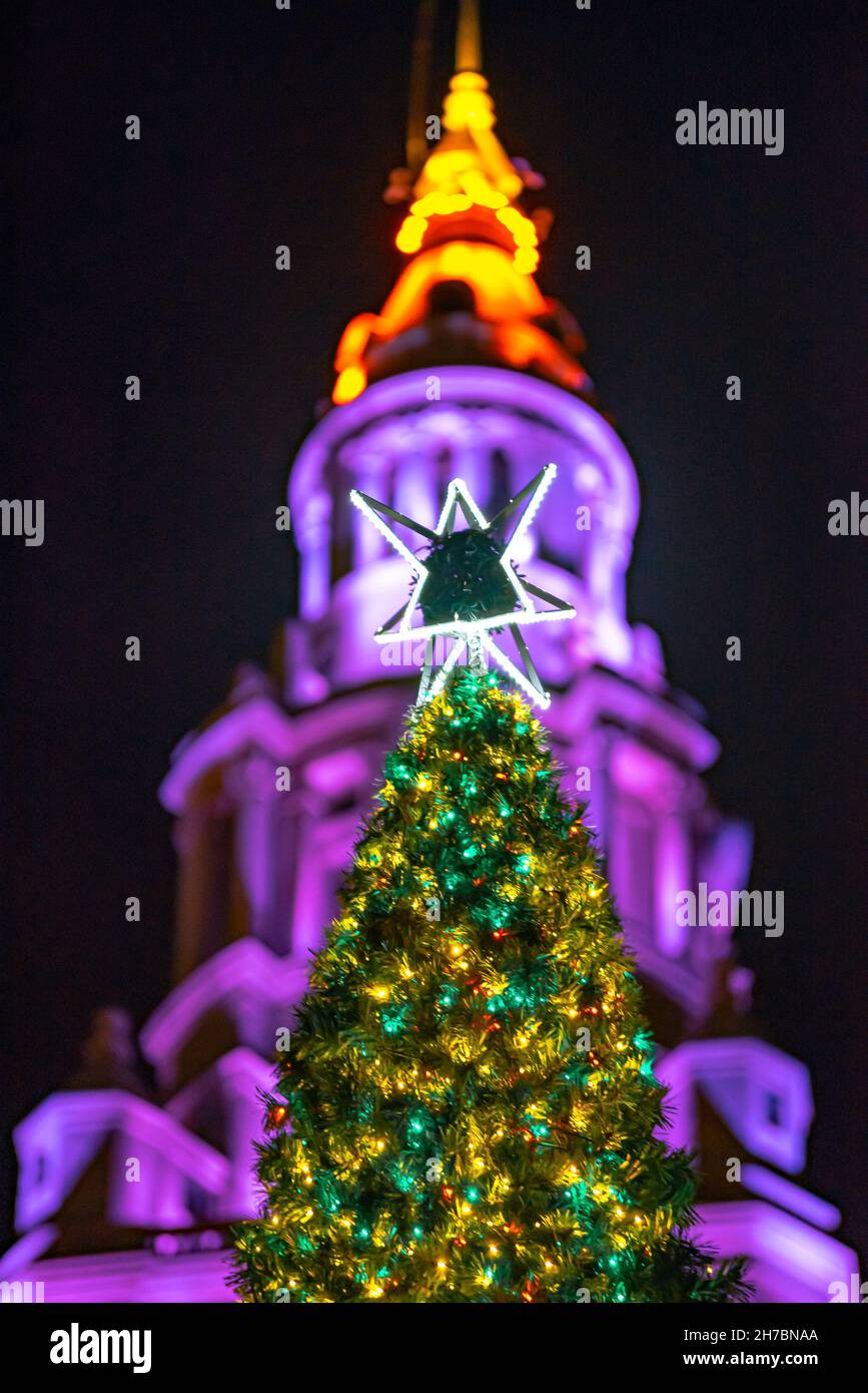 Cleveland Public Square Christmas Lights Stock Photo Alamy