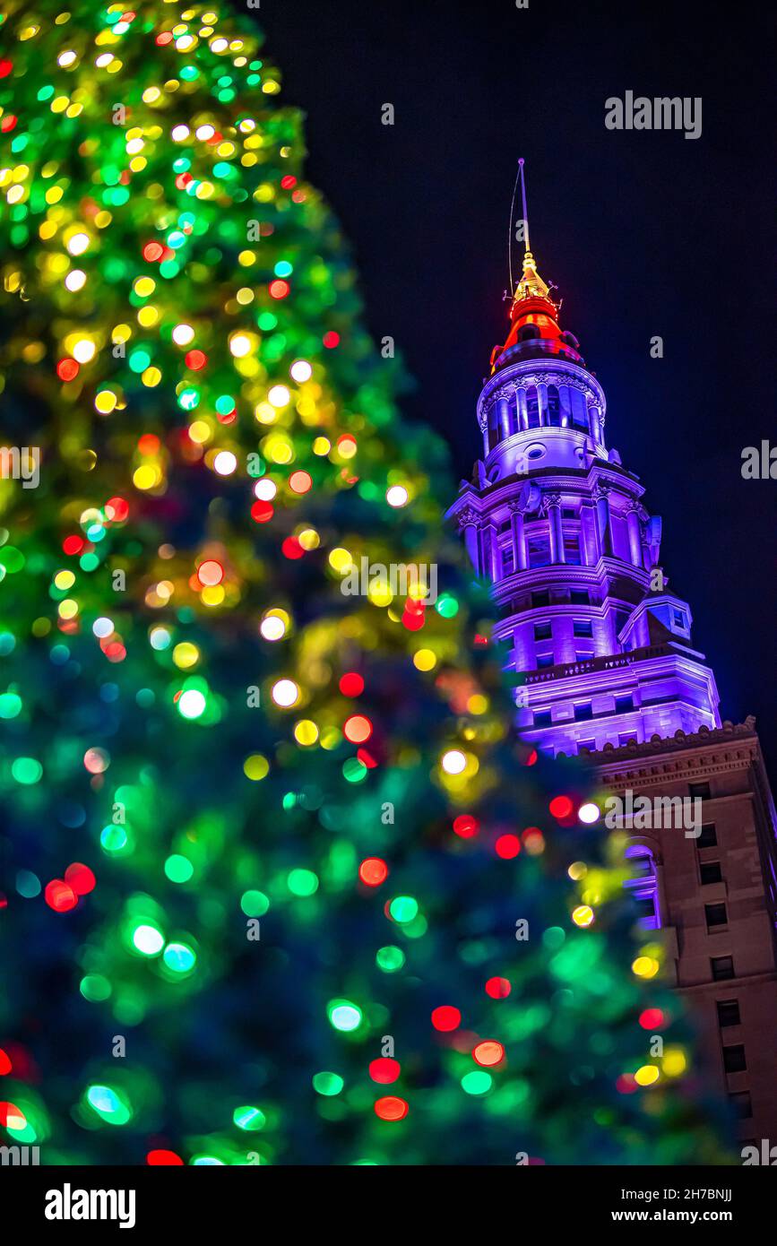 Cleveland Public Square Christmas Lights Stock Photo Alamy
