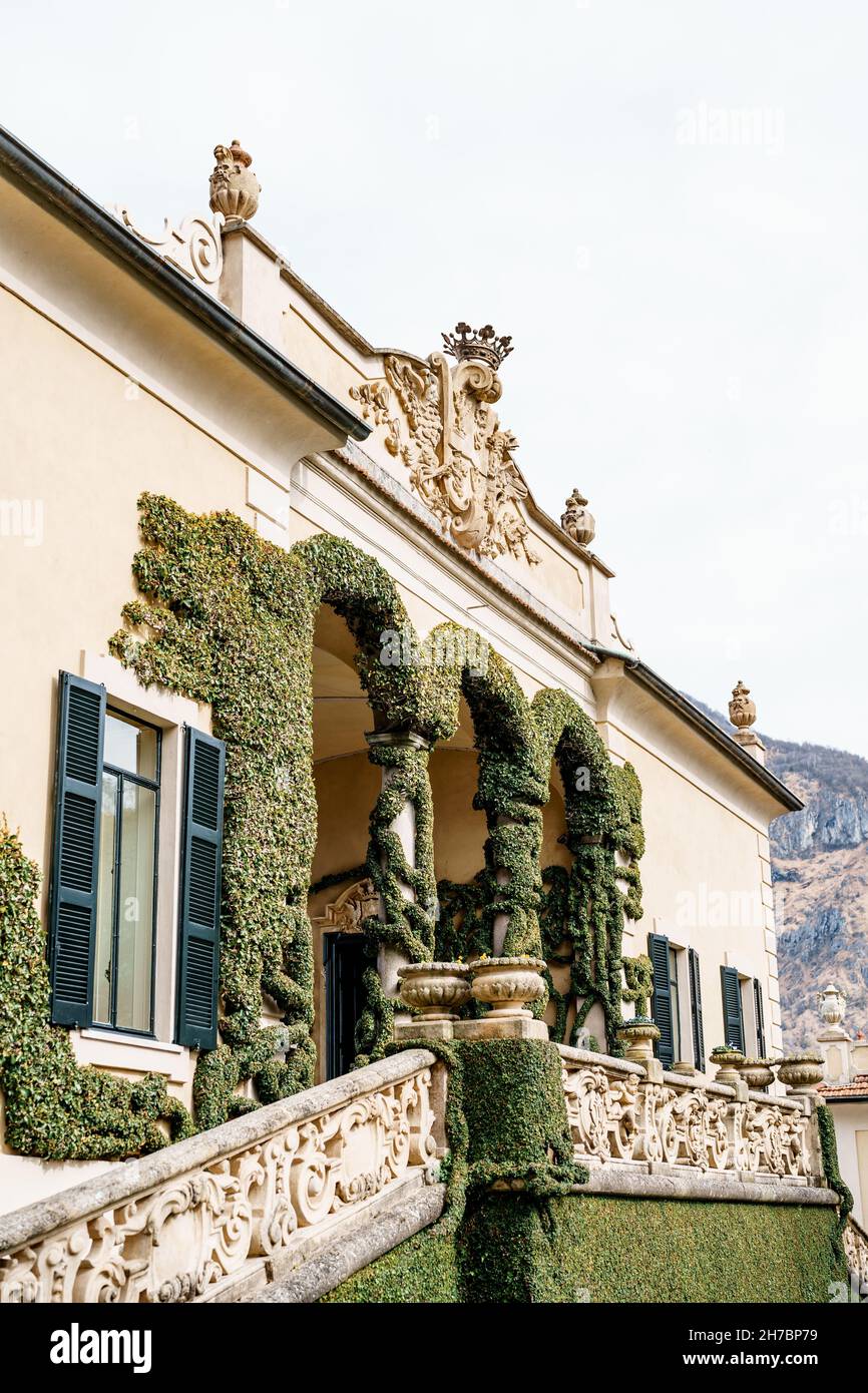 Liana-covered arches of Villa Balbianello. Lake Como, Italy Stock Photo