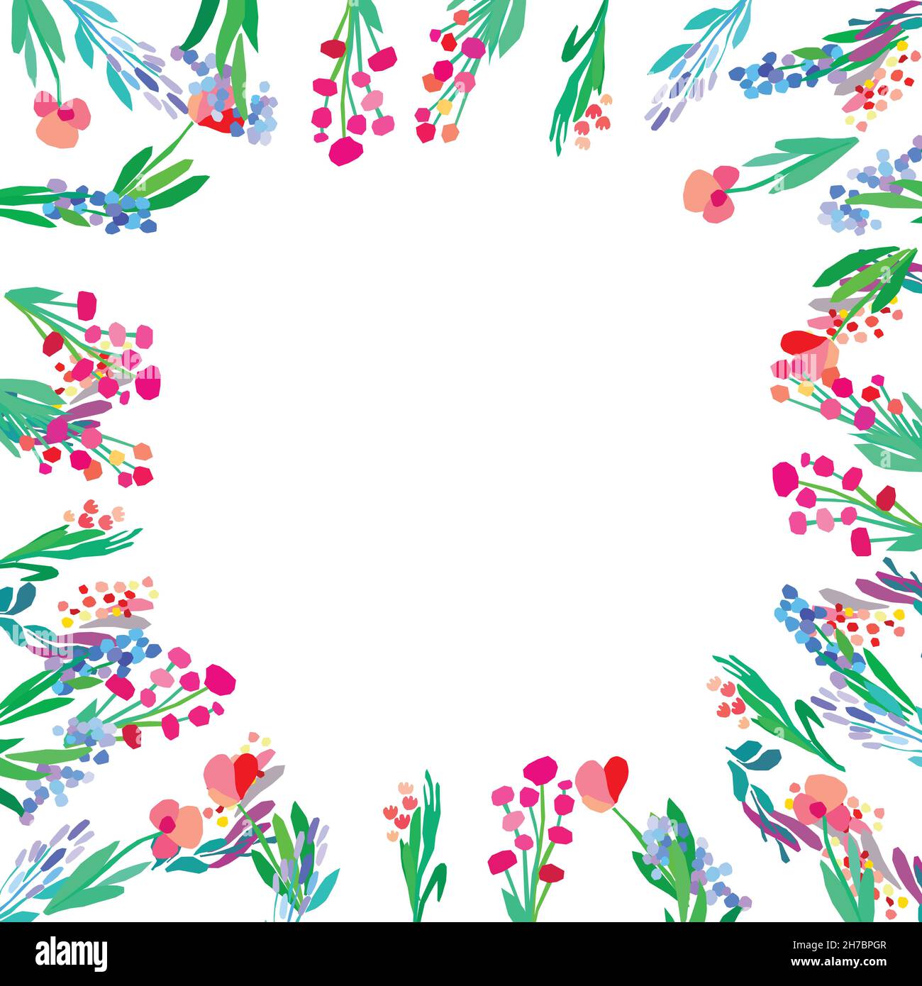 Vector floral frame. Abstract flowers on white background Stock Vector ...