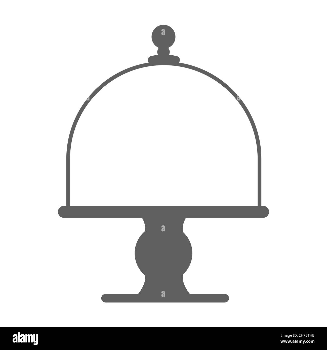 Cake stand with lid in flat icon style. Empty tray for fruit and