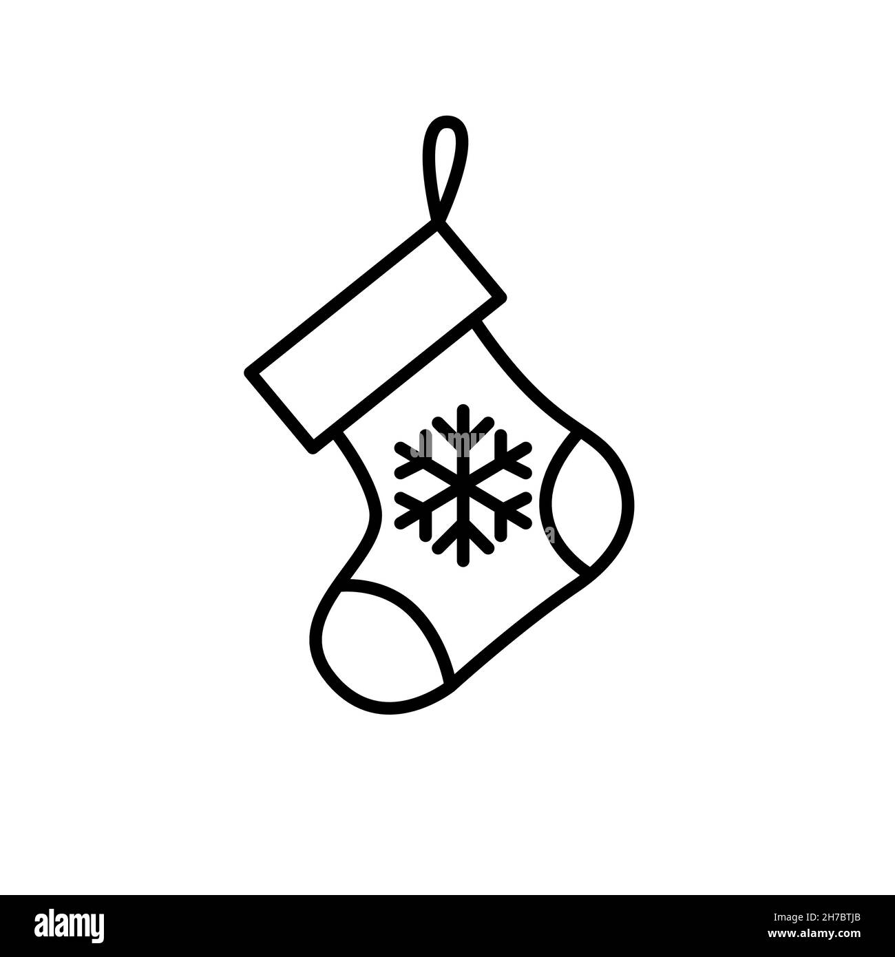 Fireplace Christmas stocking for presents. Pixel perfect, editable stroke vector icon  Stock Vector