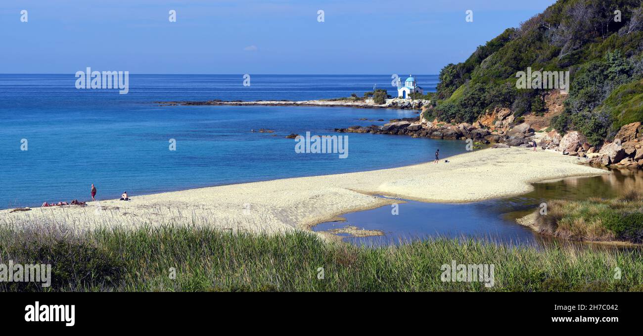 GREECE, IKARIA, ARMENISTIS, CHURCH OF MESSAKTI NEAR THE VILLAGE OF ARMENISTIS Stock Photo