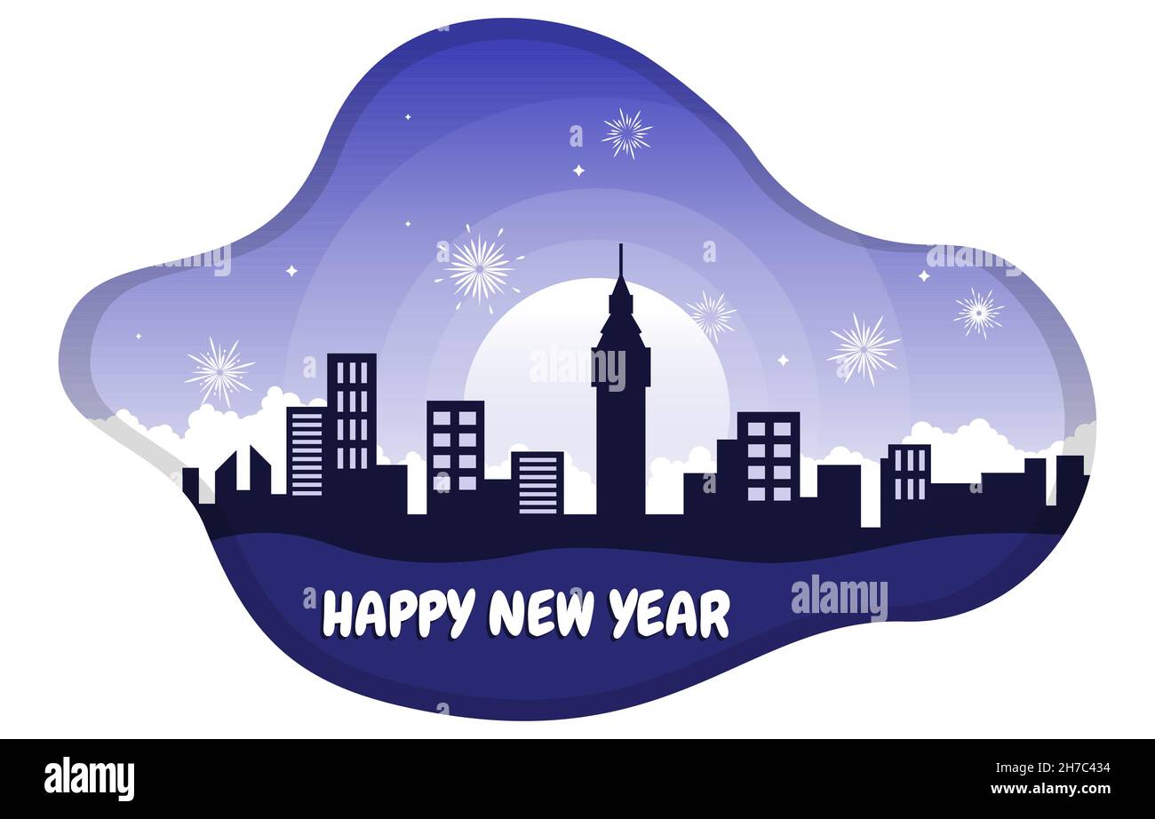 Big Ben London City Building New Year Card Vector Illustration Stock Vector