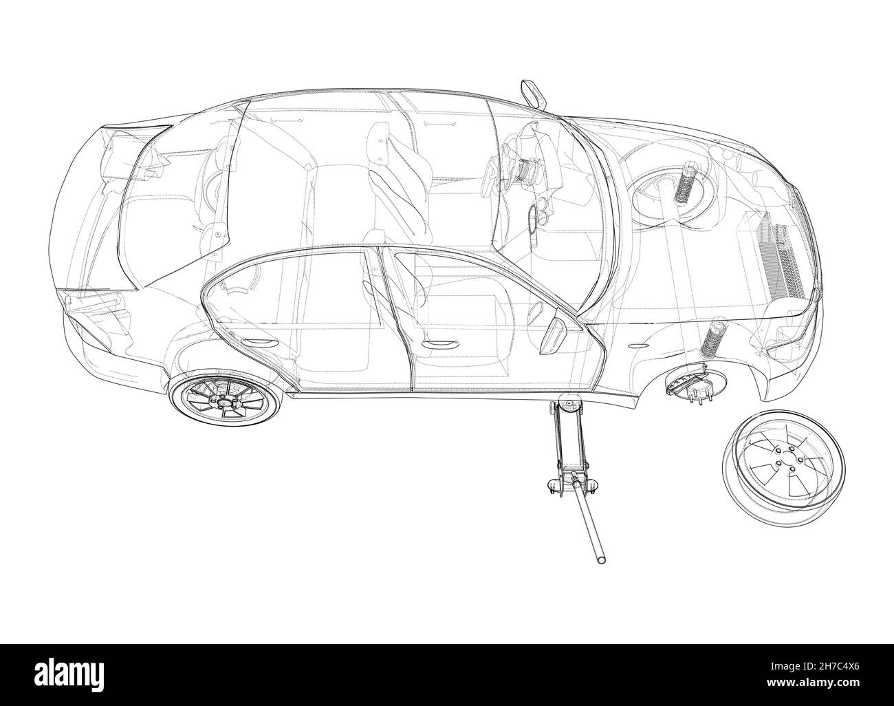 Concept Car With Floor Car Jack Stock Photo Alamy