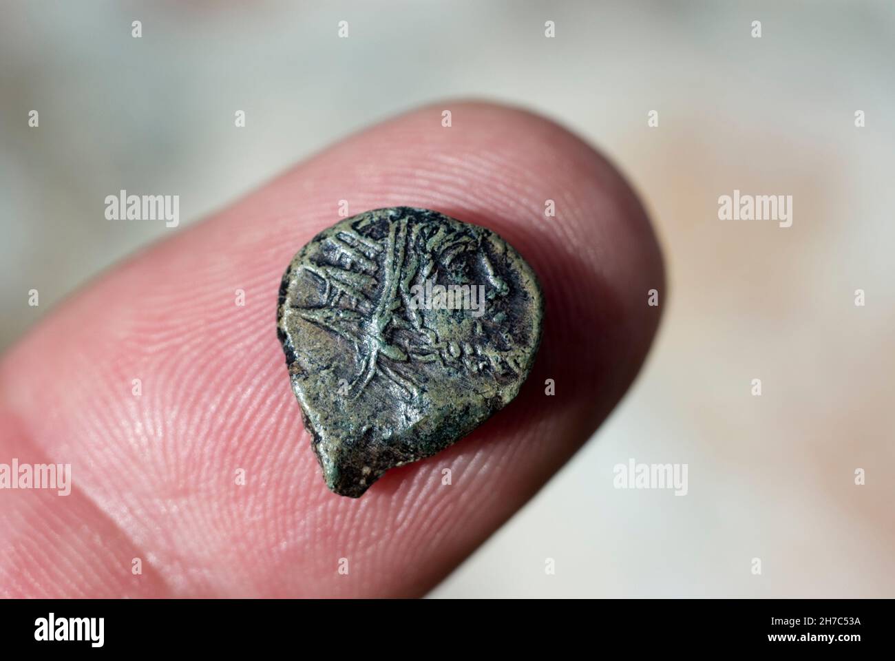 Tiny Roman Minim Coin Stock Photo