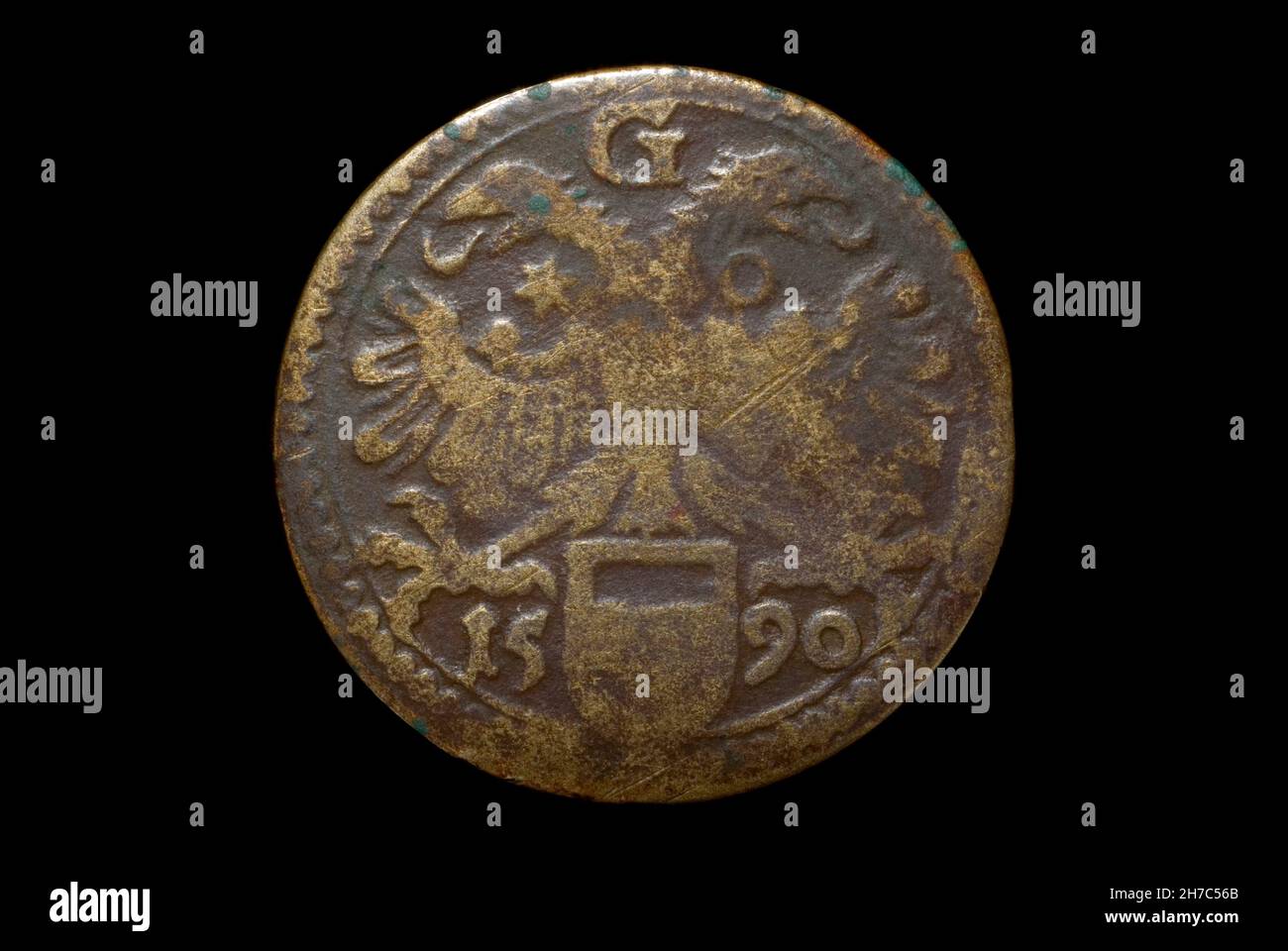 Obverse of a Groningen City Token of 1590 Stock Photo