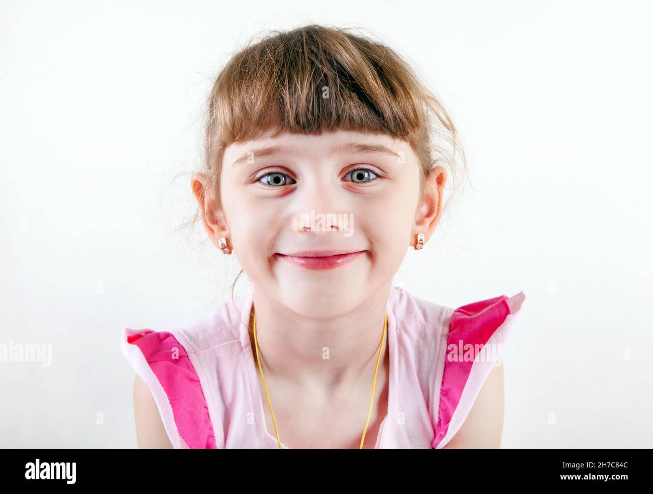 Cheerful Little Girl Portrait on the White Background Stock Photo - Alamy