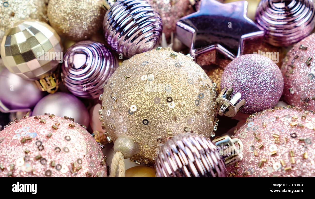 Pink Velvet Ball Ornaments with Gold Glitter