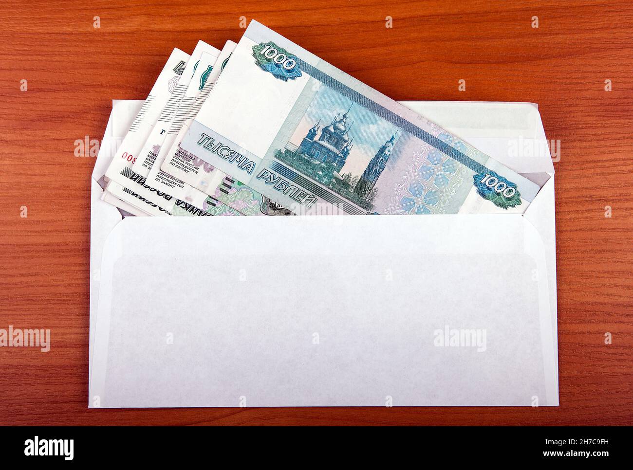 Russian Rubles in Envelope on the Table closeup Stock Photo Alamy