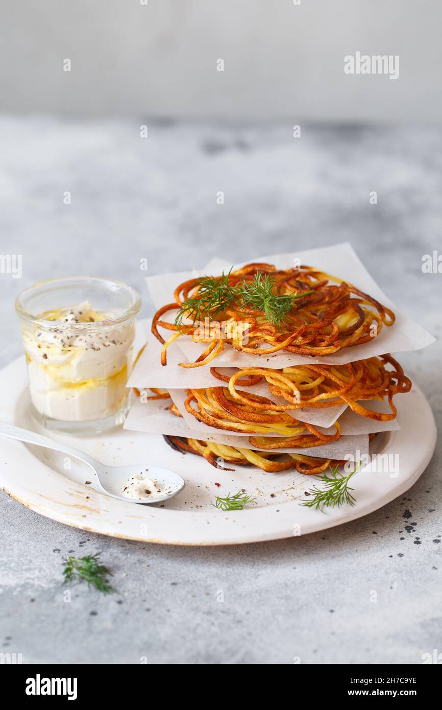 Hash Brown Potato With White Sauce. Potato Pancakes. Delicious ...