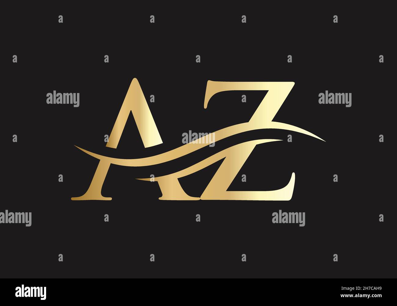 Initial AZ letter linked logo vector template. Swoosh letter AZ logo