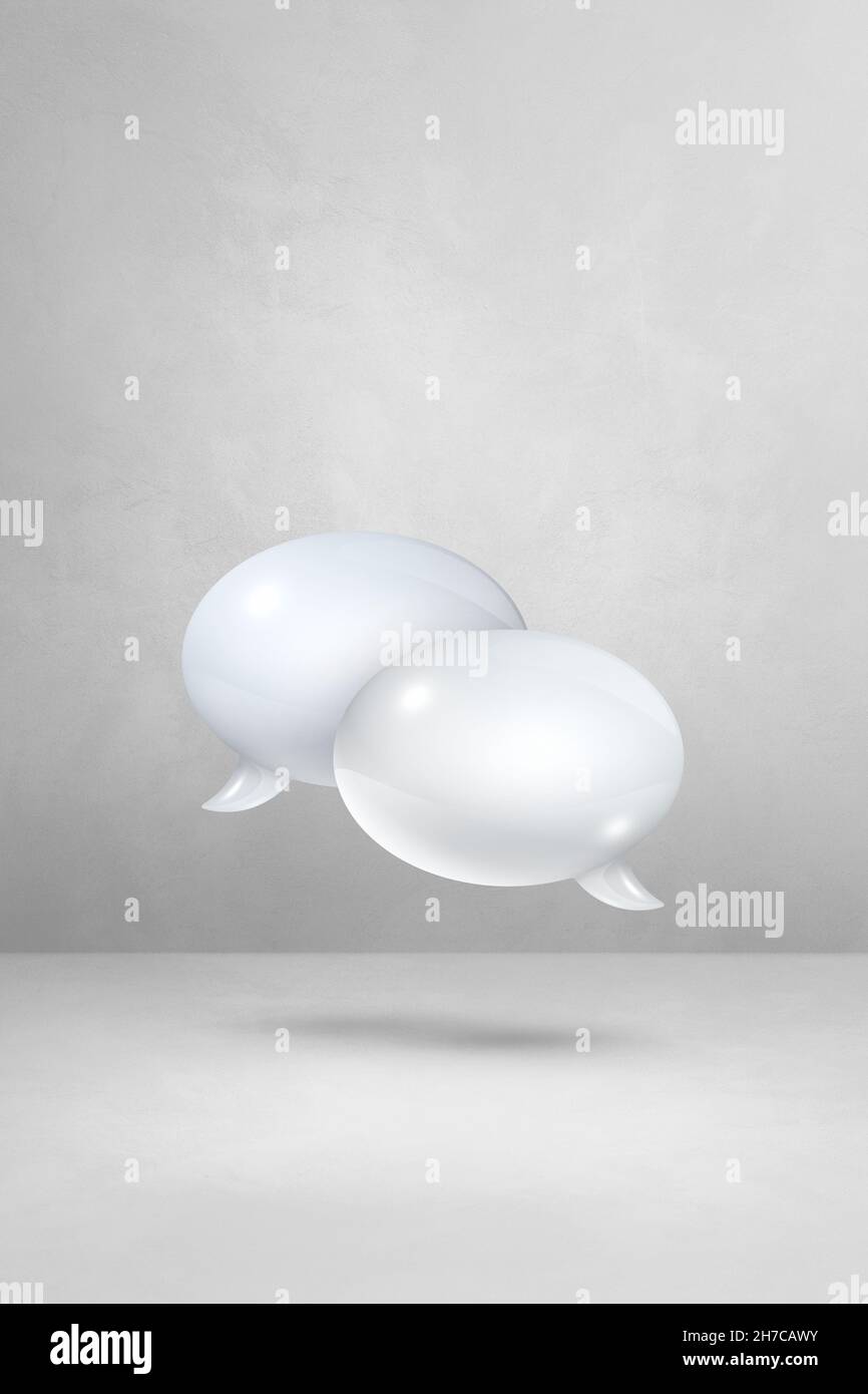 3D white speech bubbles isolated on light grey vertical background ...