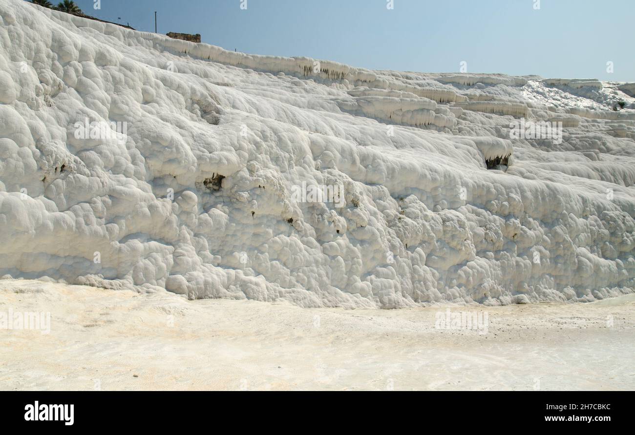 Pamukkale limestone walls background, Turkey Stock Photo