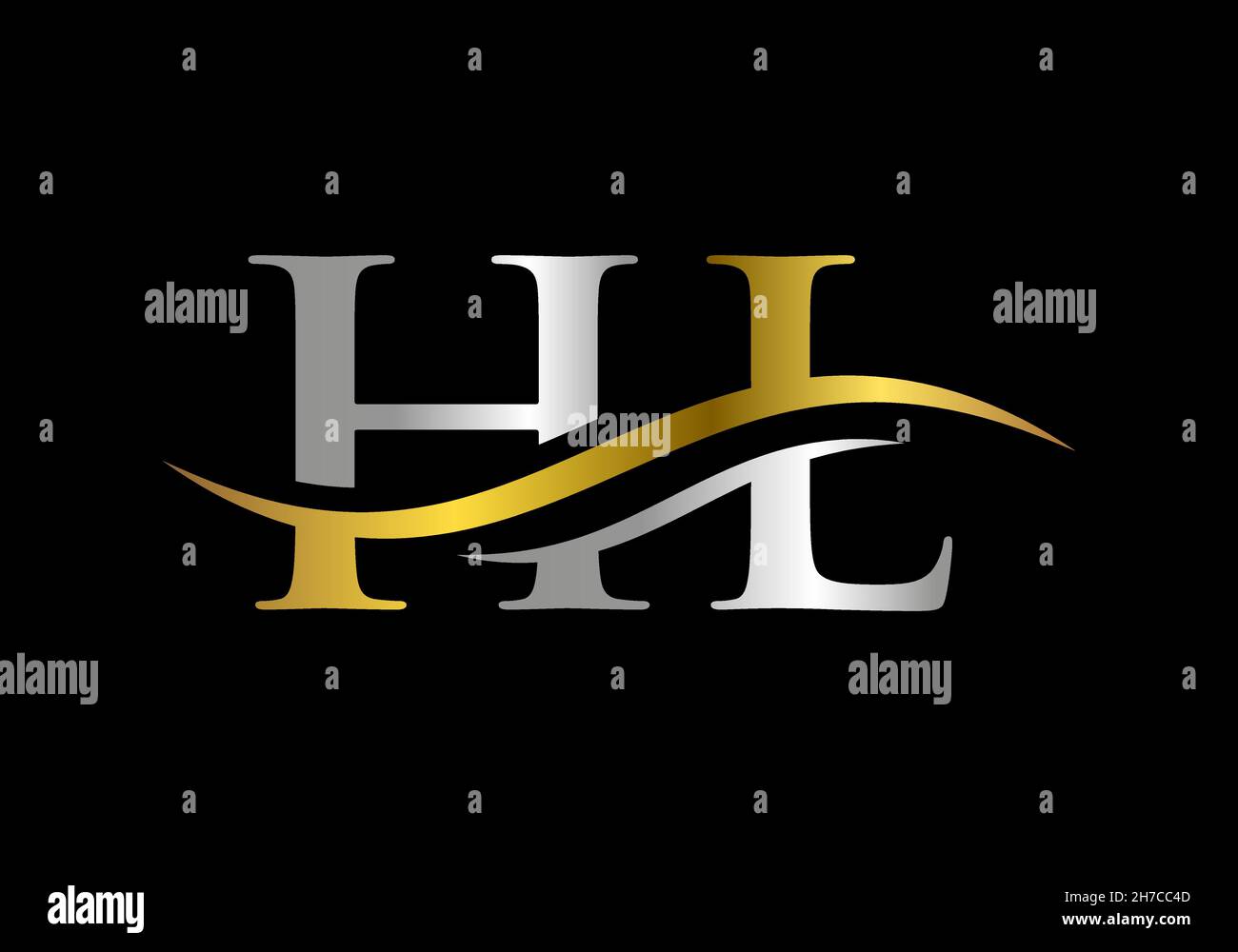 Initial HL letter linked logo vector template. Swoosh letter HL logo design. HL Logo design vector Stock Vector