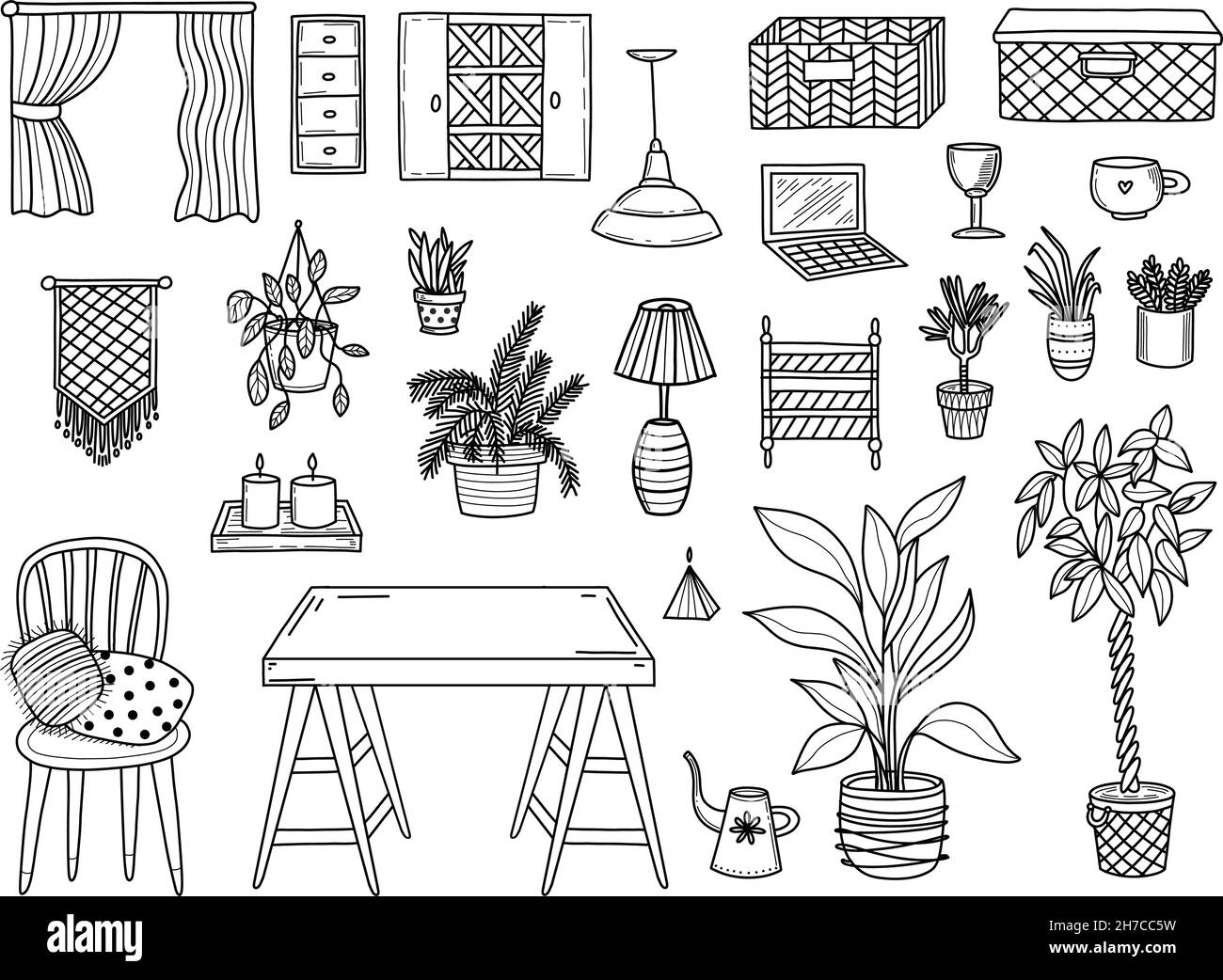 Linear design of various home decor items Stock Vector Image & Art Alamy