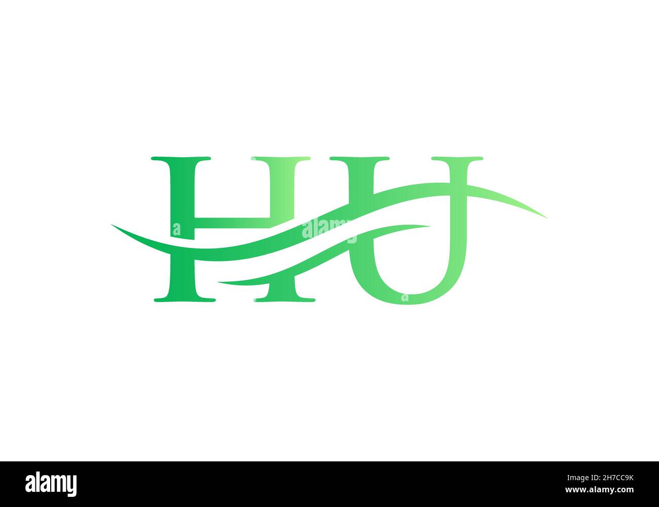 Water Wave HU Logo Vector. Swoosh Letter HU Logo Design for business and company identity Stock Vector