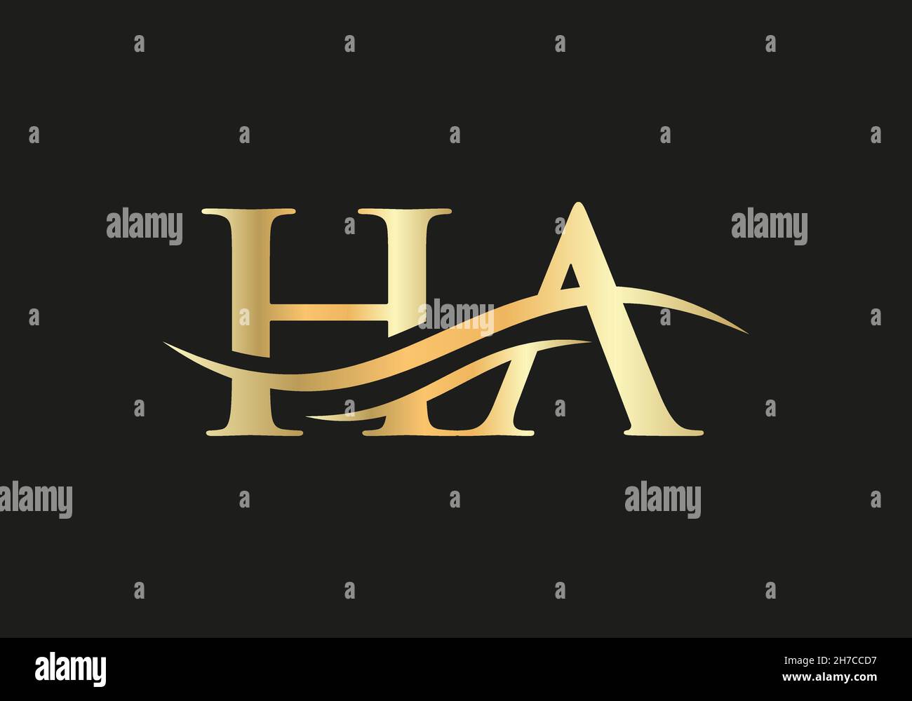 HA logo Design. Premium Letter HA Logo Design with water wave concept Stock Vector